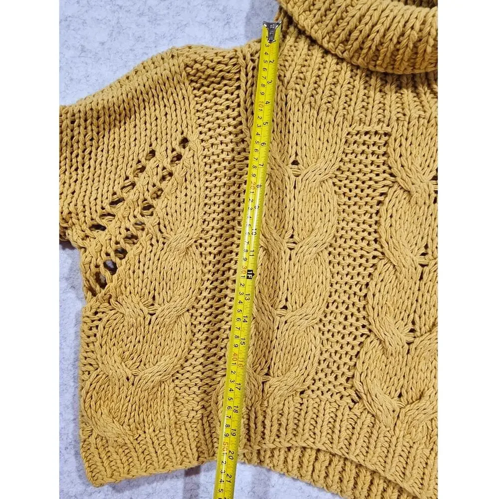 POL Cable Knit Chunky Sweater, Turtleneck, Drop Sleeve, Oversized, Womens Sz M